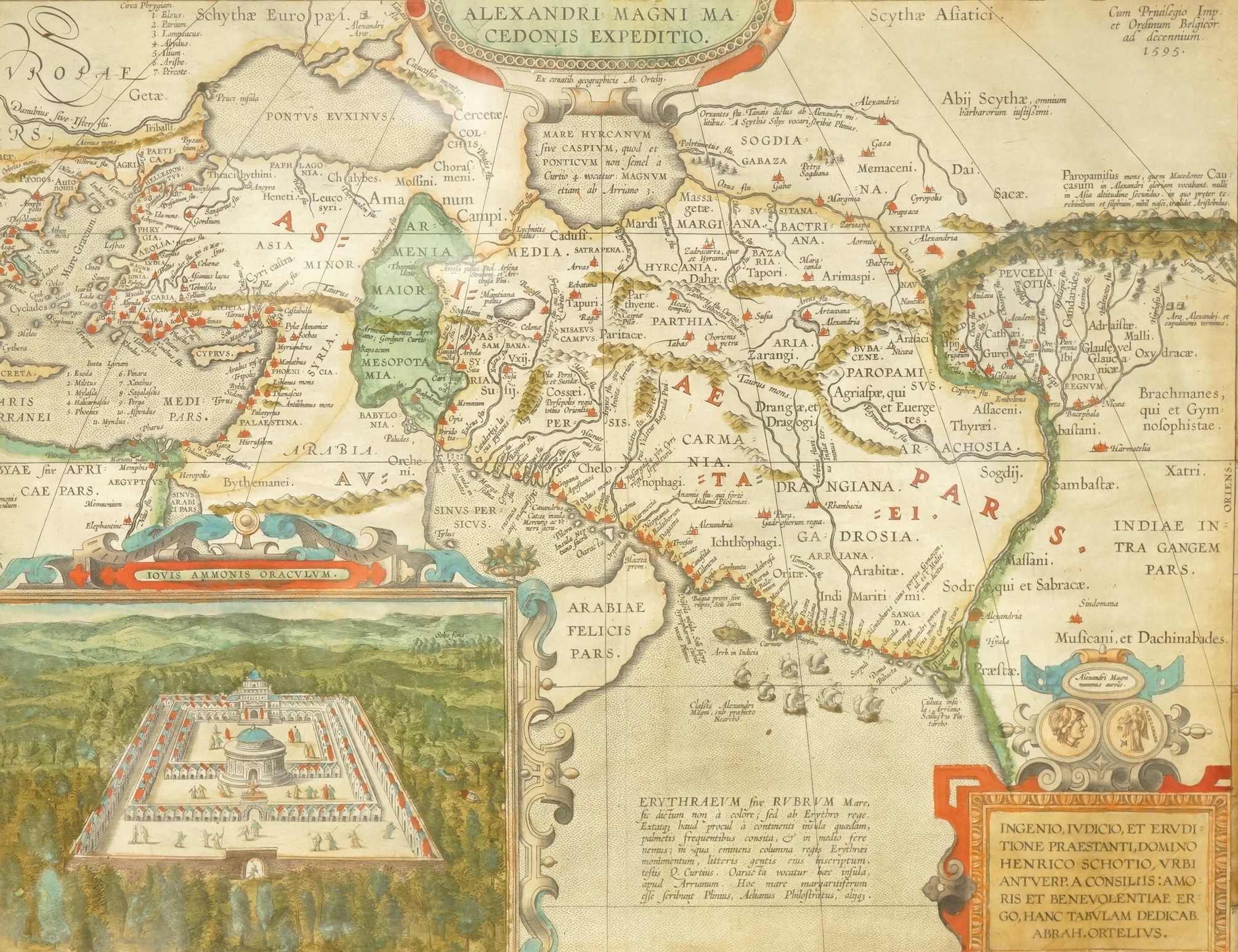 Abraham Ortelius (Flemish, 1527–1598), hand coloured engraved map, ‘Alexandri Magni Macedonis Expeditio’, Antwerp, circa 1624, 36 x 46cm